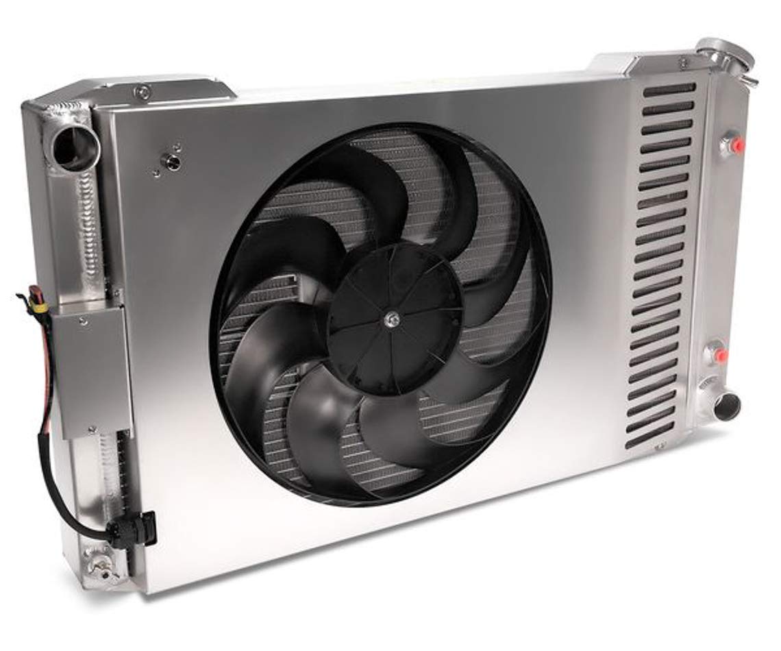 Slim-Fit Radiator, Direct Fit Series, 31-51/64 in W x 18-1/2 in H x 4 in D, Single Pass, Driver Side Inlet, Passenger Side Outlet, Aluminum, Natural, Automatic Transmission, GM F-Body 1970-81, Each