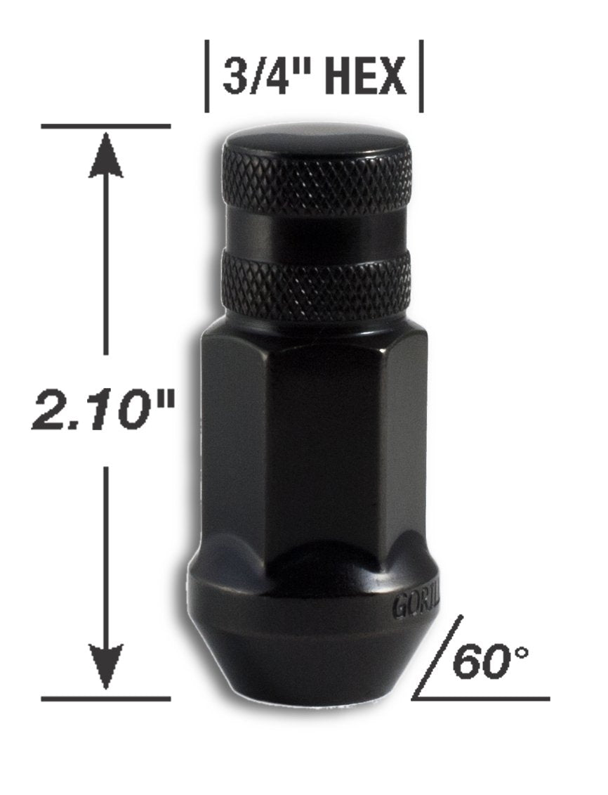1/2" Thread Size Gorilla Automotive Black 45188BC-20 Forged Steel Chrome Finish Closed End Lug Nut, (Pack of 20)