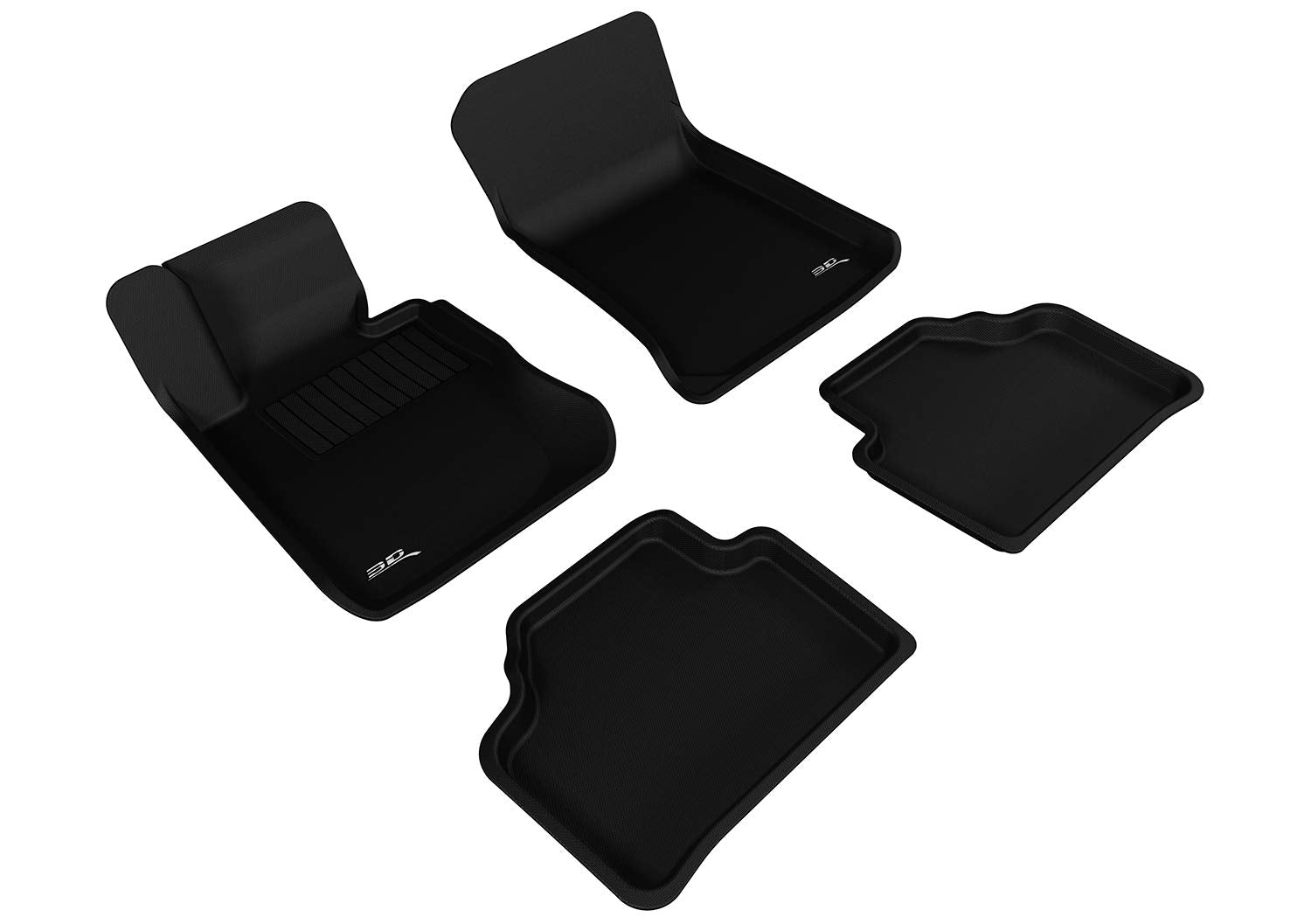 Complete Set 3D MAXpider Custom Fit All-Weather Floor Mat for Select BMW X1 (E84) Models - Kagu Rubber (Black)