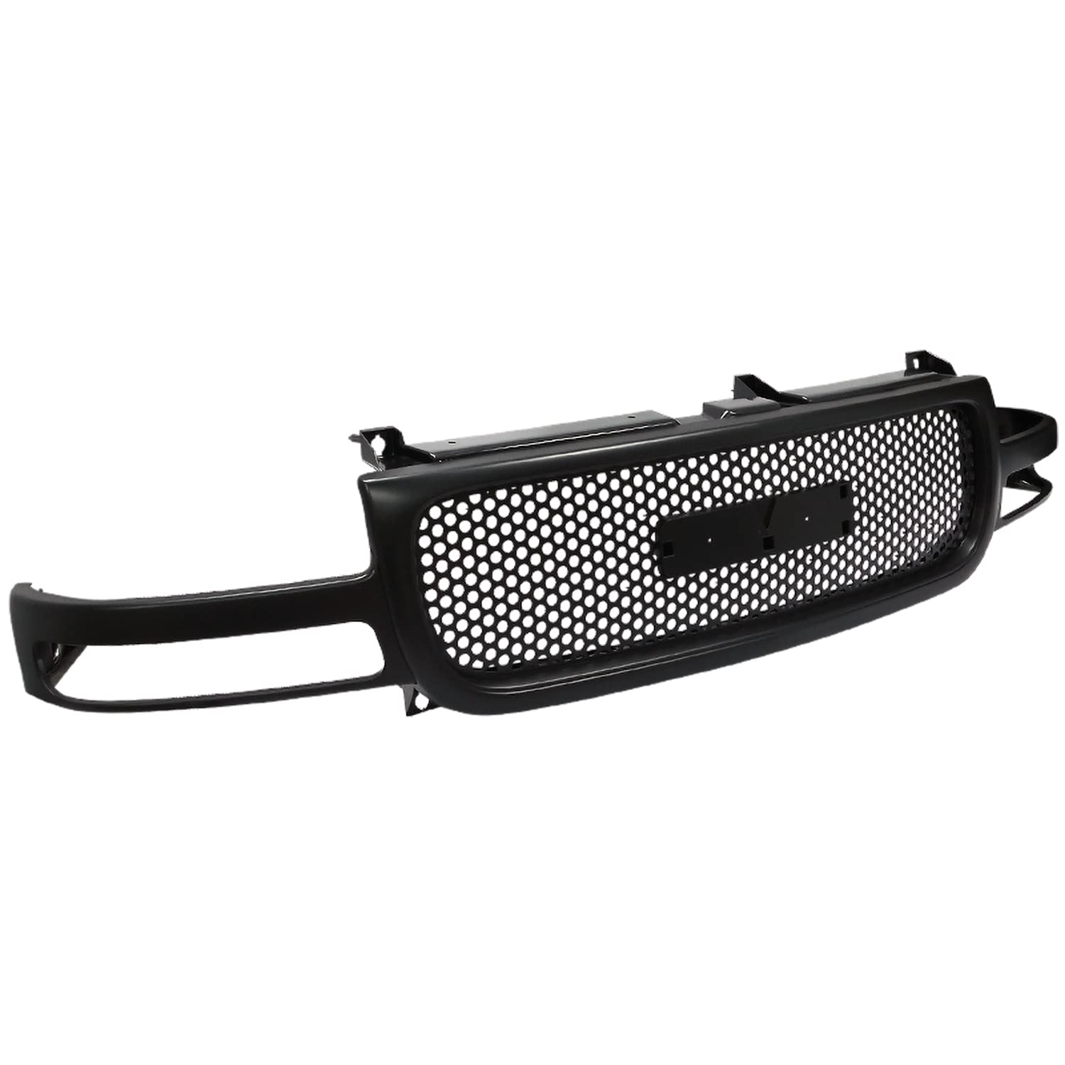 Spec-D Tuning Upper Hood Round Hole Mesh Grill Black Grille Compatible with 1999-2002 GMC Sierra, 2000-2006 GMC Yukon