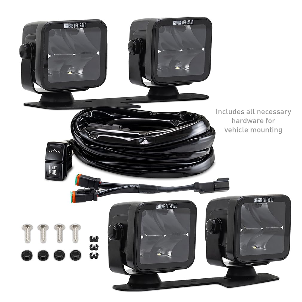Off-Road Borne Ford Bronco Ditch Light Set (4) 3X3 Spot
