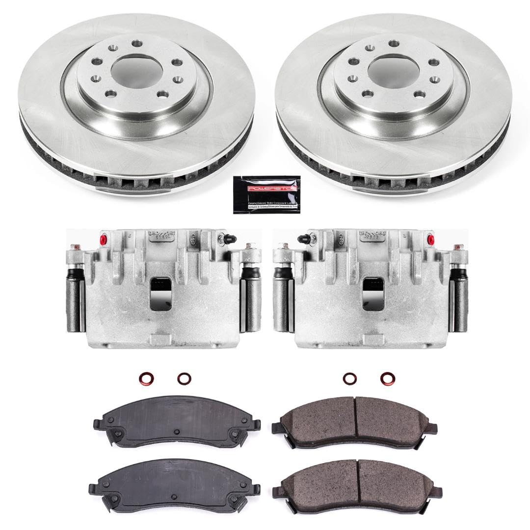 Power Stop KCOE1429 Replacement Autospeciality Front Caliper Kit- OE Rotors, Ceramic Brake Pads, Calipers For Cadillac CTS, Cadillac STS, Pontiac Bonneville [Model Specific]