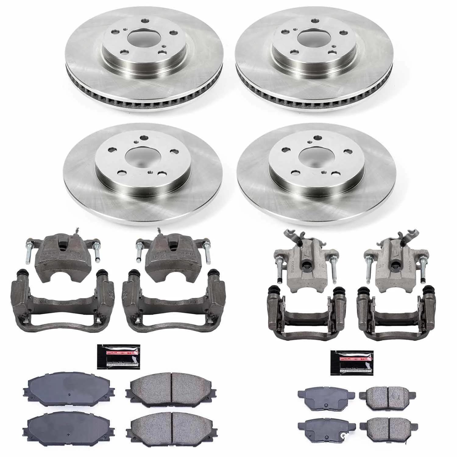 Power Stop KCOE7631 Replacement Autospeciality Front and Rear Caliper Kit- OE Rotors, Ceramic Brake Pads, Calipers For Scion iM 2016, Toyota Corolla iM 2017-2018 [Model Specific]