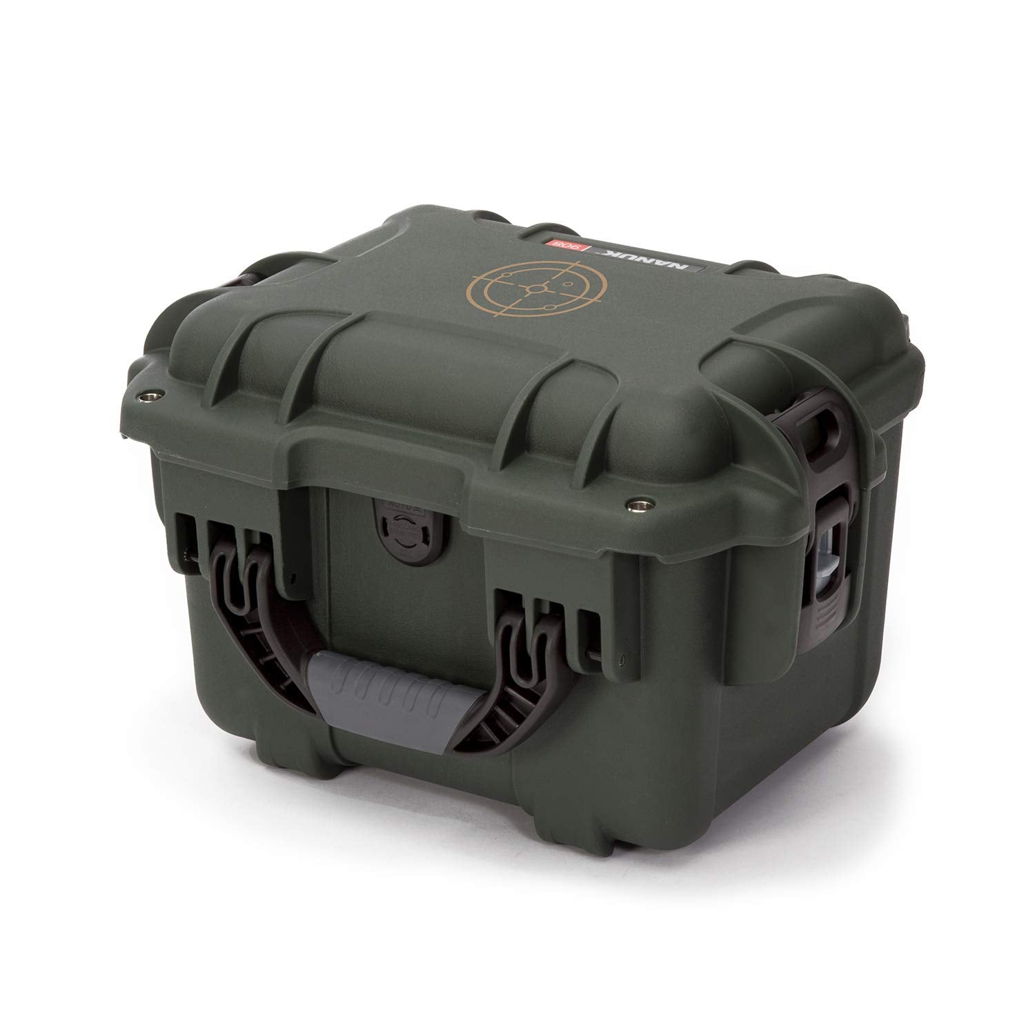 Olive Nanuk 908 Waterproof Hard Case for Gun Ammo w/White Target Logo