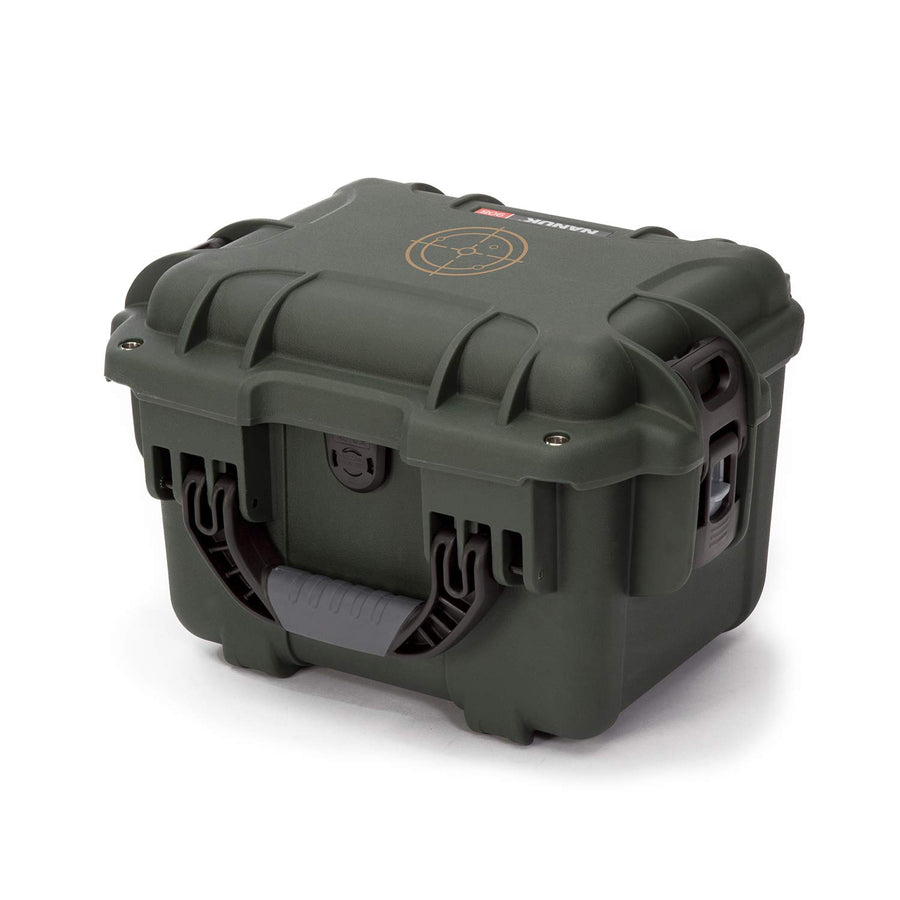 Olive Nanuk 908 Waterproof Hard Case for Gun Ammo w/White Target Logo