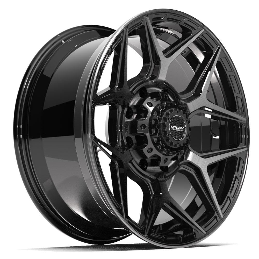 20 Inch 4PLAY Wheels Rim 4P06 Fits 8x180 20x9 Gloss Black Brushed with Tinted Clear (1)