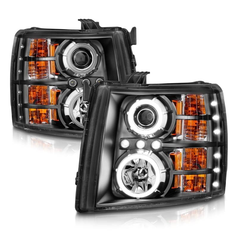 Projector Headlight Set ANZO USA w/CCFL Halo-Black