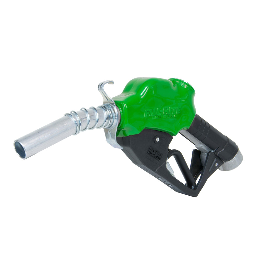 N100DAU13G Fill-Rite 1" 5-40 GPM (19-150 LPM) Ultra High Flow Automatic Nozzle - Compatible with Gasoline, Diesel, Biodiesel up to B20, E15 & Kerosene - Green