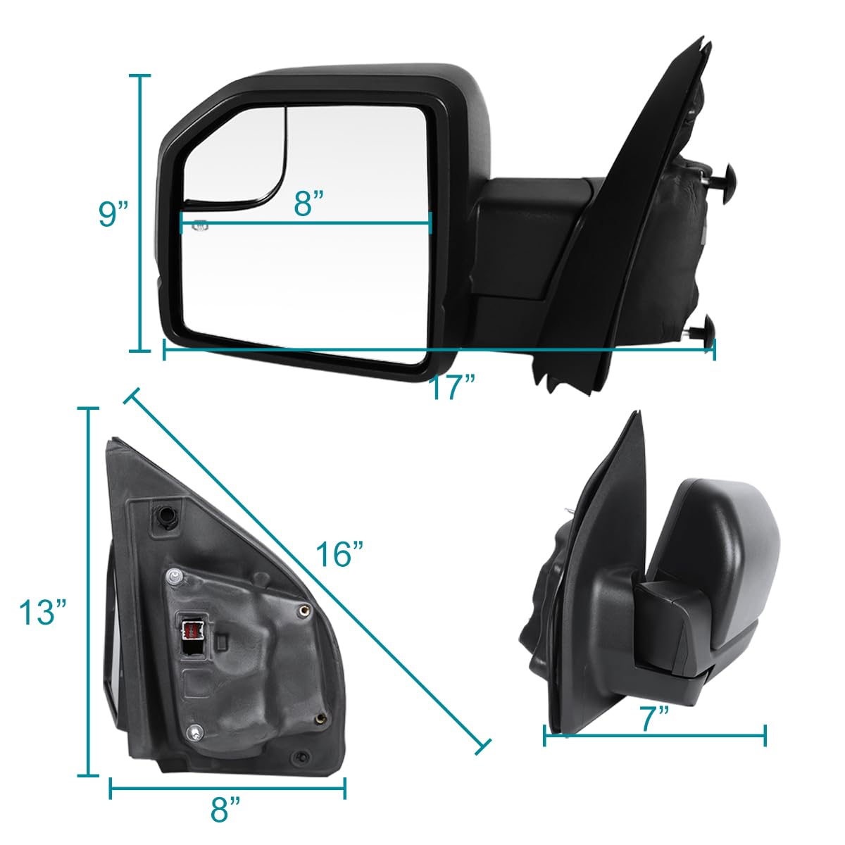Power Spec-D Tuning Heated+LED Turn Signal Black Left Driver Side Mirror Compatible with 2015-2020 Ford F150