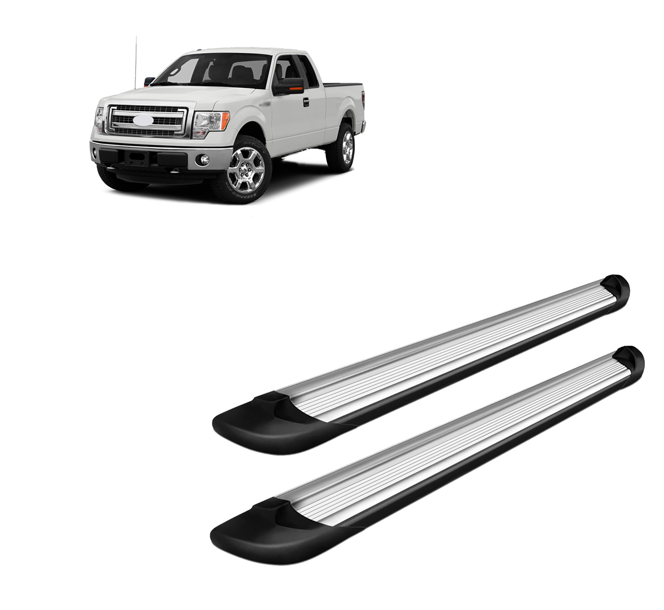 Silver Black Horse Off Road Aluminum Transporter Running Boards TR-F378S