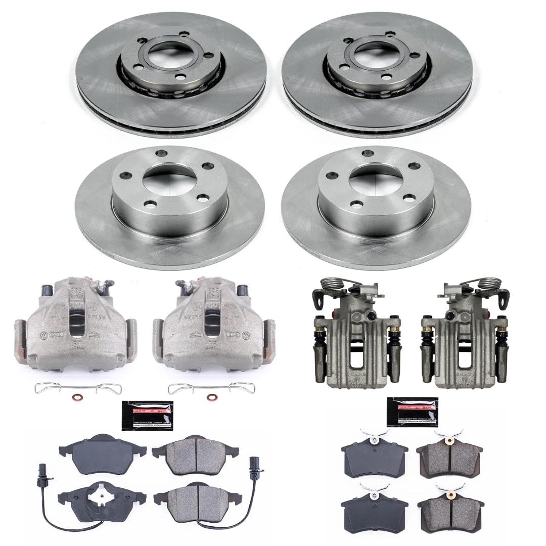Power Stop KCOE2800 Replacement Autospeciality Front and Rear Caliper Kit- OE Rotors, Ceramic Brake Pads, Calipers For Volkswagen Passat 2000-2005 [Model Specific]