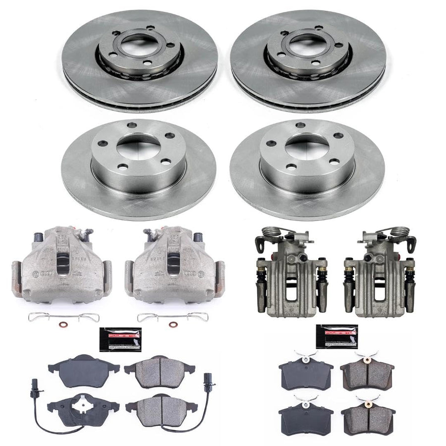 Power Stop KCOE2800 Replacement Autospeciality Front and Rear Caliper Kit- OE Rotors, Ceramic Brake Pads, Calipers For Volkswagen Passat 2000-2005 [Model Specific]