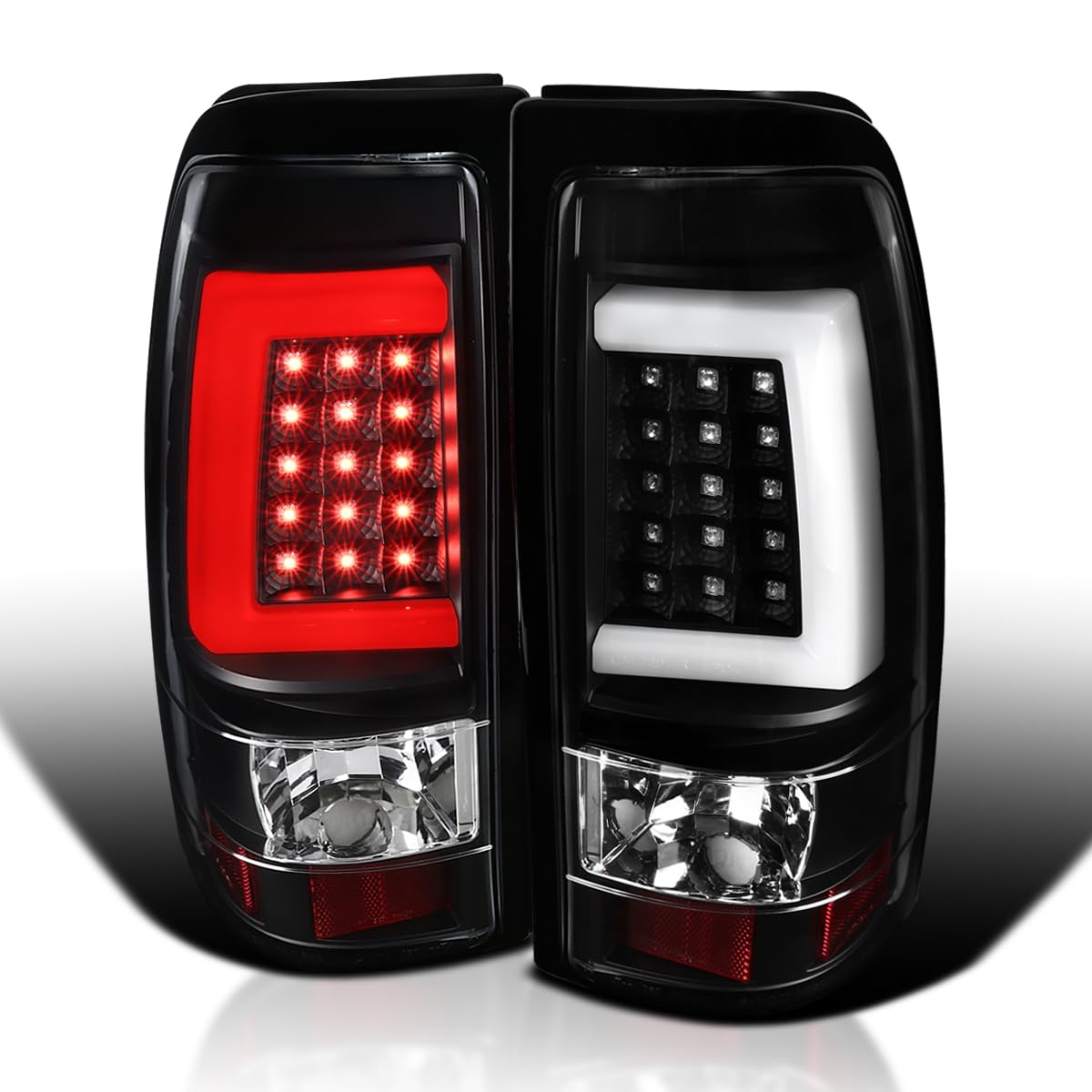 Black LED Bar Tail Lights SPEC-D TUNING Compatible with 2003-2006 Chevy Silverado 1500/1500HD/2500/2500HD, 2004-2006 Chevy Silverado 3500, Left + Right Pair Assembly