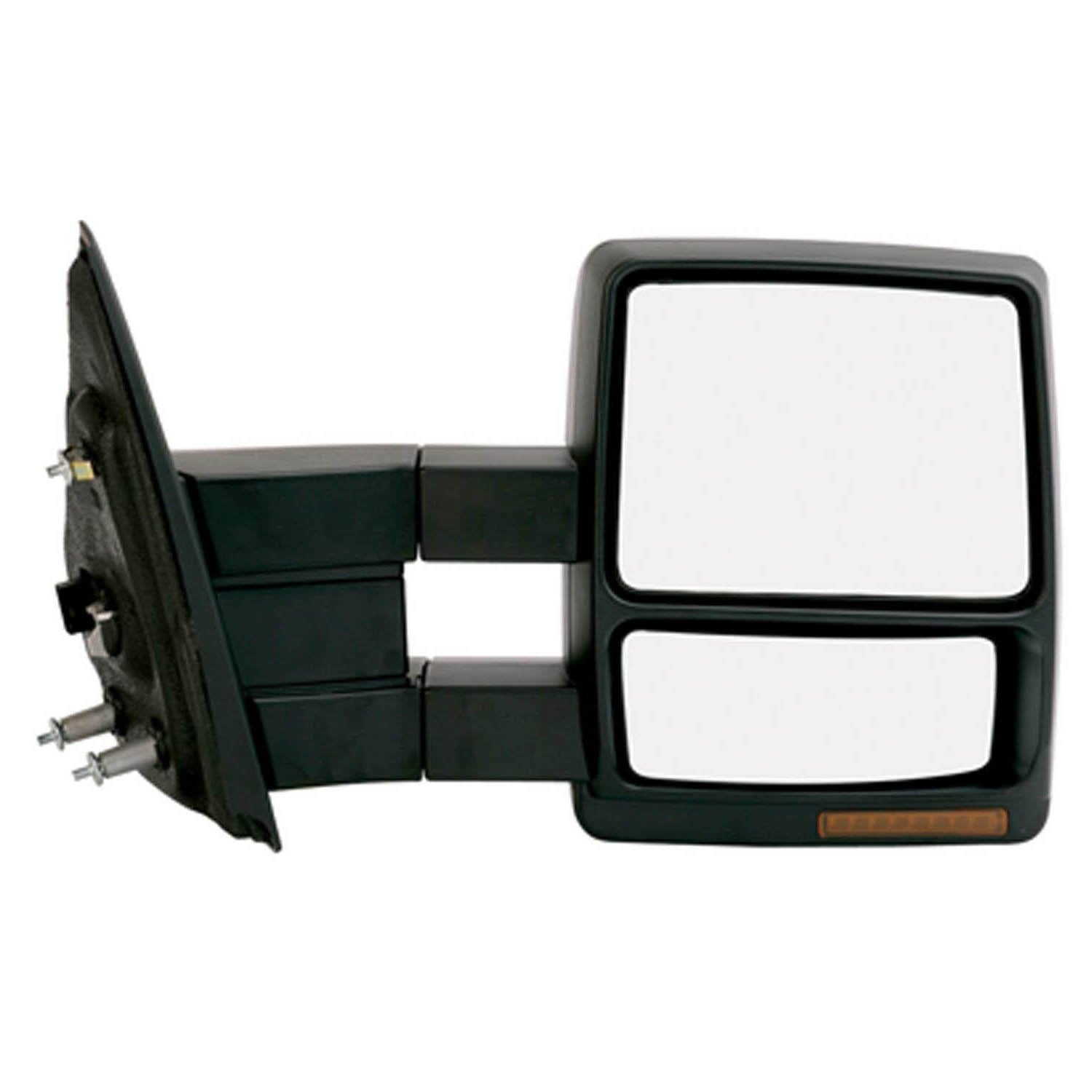 K Source Extendable Passenger Side Towing Mirror for 2009-2012 F-150, Textured Black, Turn Signal, Puddle Lamp, Heated Power, Adjustable, Dual Lens, Convex Mirror, Foldaway