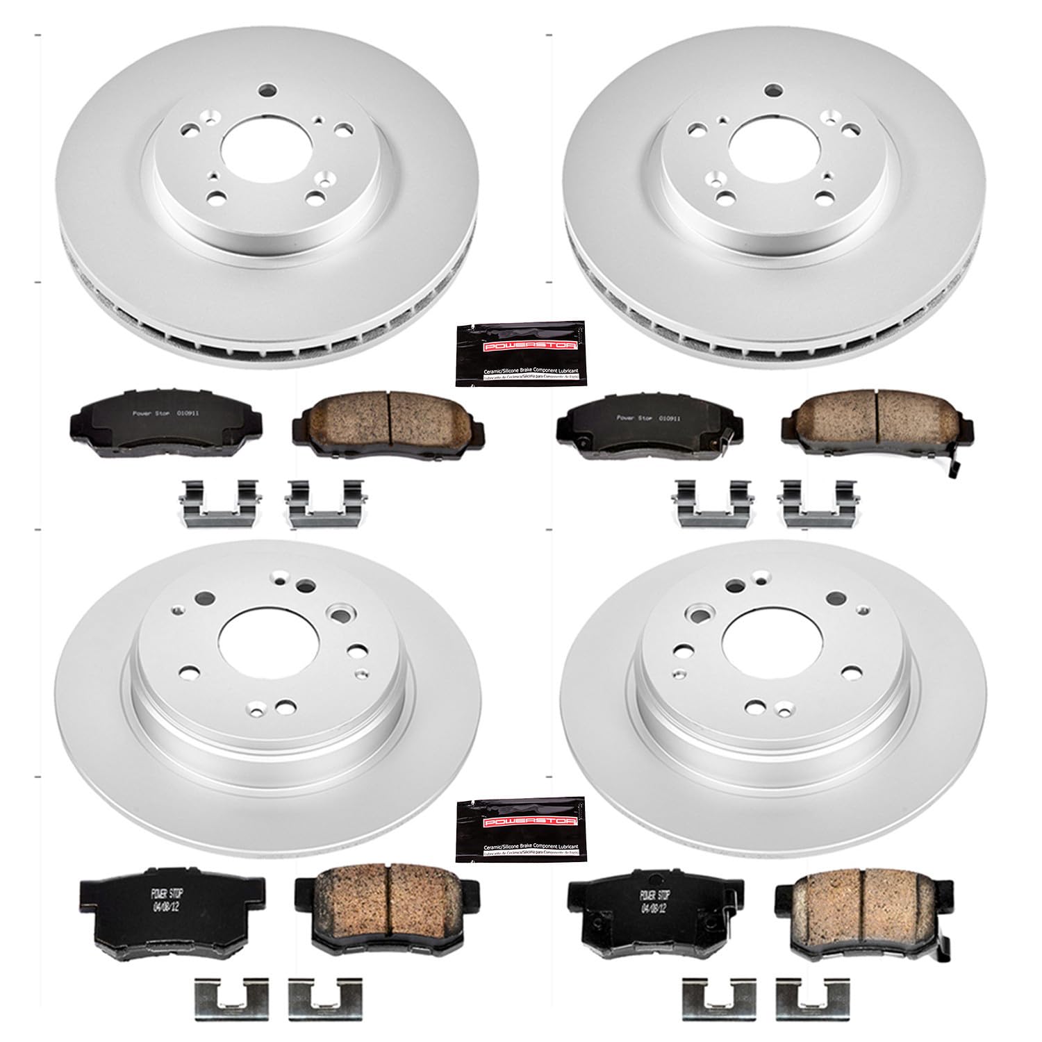 Power Stop CRK2298 Brake Rotor & Coated Ceramic Brake Pads- front & rear For Acura TL 2004-2008 [Model Specific]