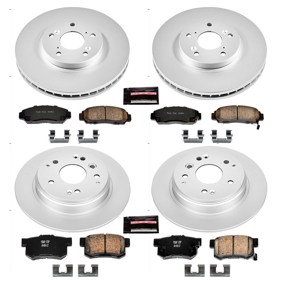 Power Stop CRK2298 Brake Rotor & Coated Ceramic Brake Pads- front & rear For Acura TL 2004-2008 [Model Specific]