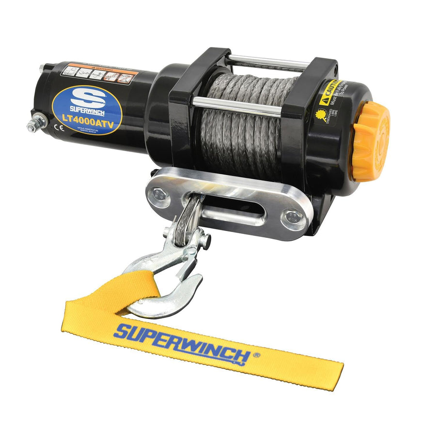 LT4000SR Superwinch 1140230 Winch 4,000 lbs, 12 VDC, 3/16 in x 50 ft Synthetic Rope, Sealed Solenoid, 12 ft Handheld Remote and Switch, 1.4 Hp,Holding Brake,166:1 Gear Ratio,Aluminum Hawse