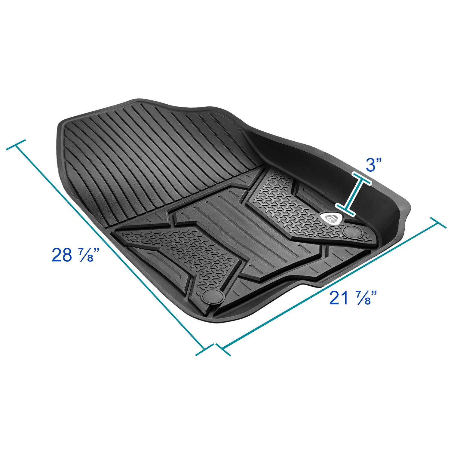3PC Spec-D Tuning All-Weather Black Injection-Molded TPE Front+Rear Floor Mats Compatible with 2017-2022 Honda CRV