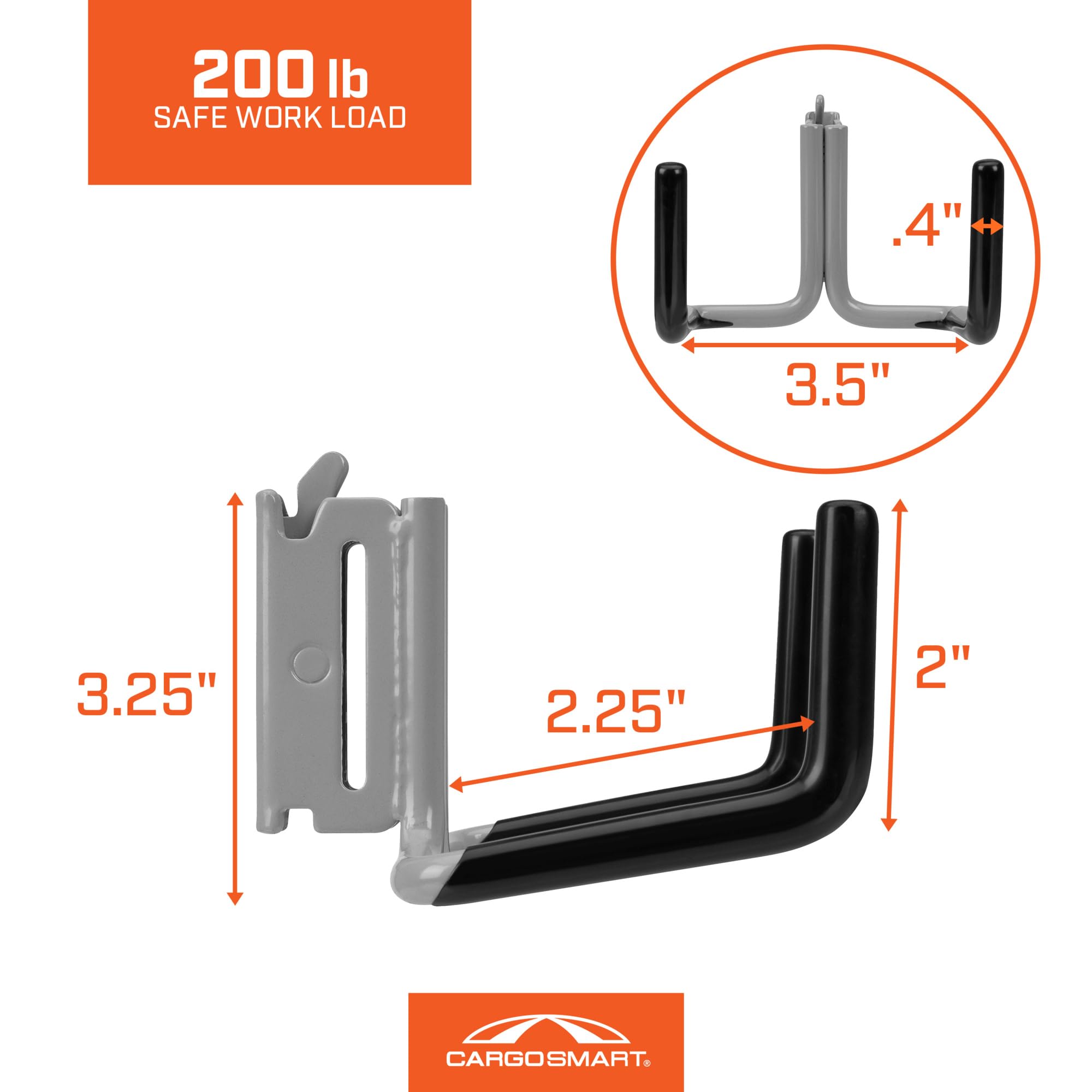Tool Hook Dual Arm - Grey Powder Coat 1 Pk