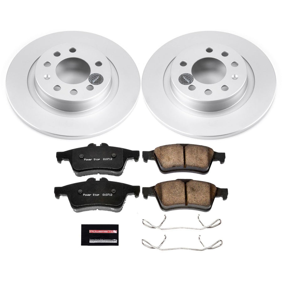 Power Stop Rear Coated Brake Rotors and Z17 Ceramic Brake Pads Kit For Pontiac Solstice 2006-2009, Saturn Sky 2007-2010 [Model Specific]