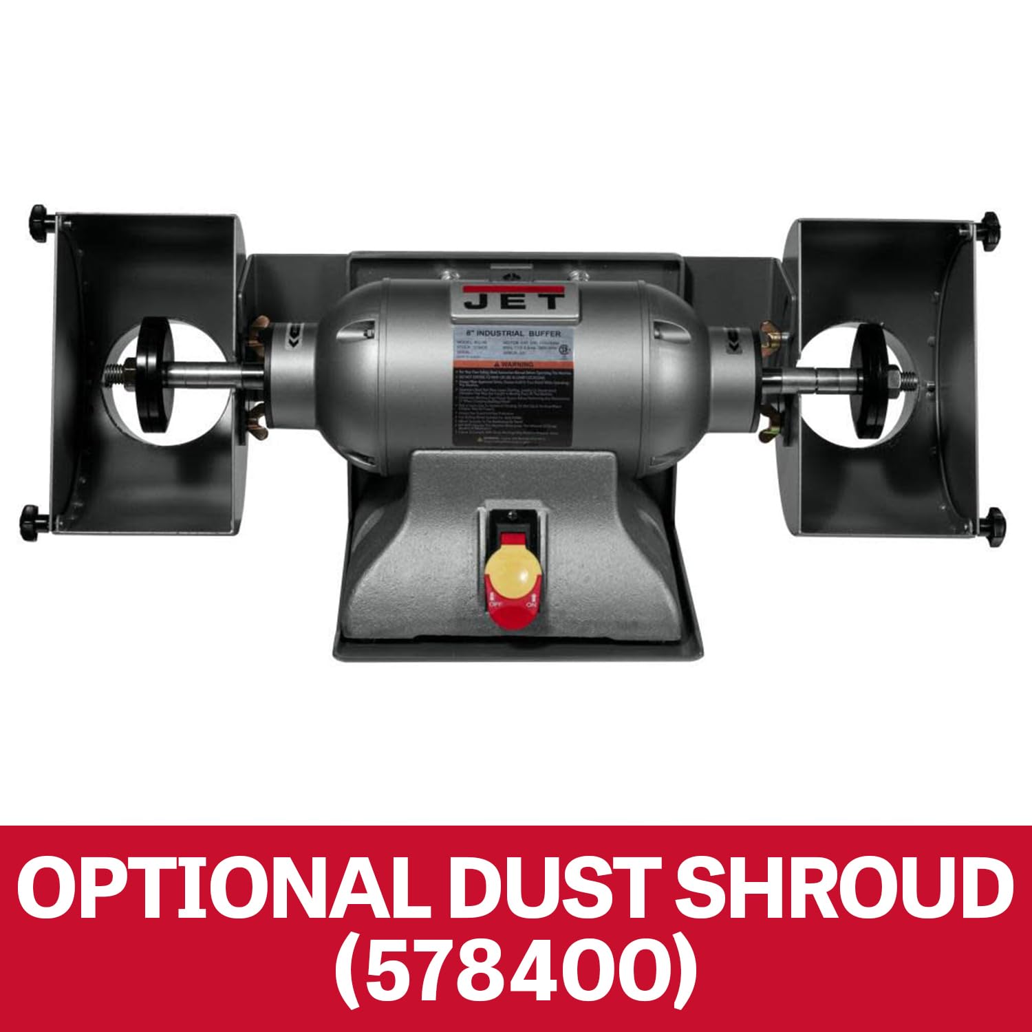 JET 8-Inch Buffer Industrial, 3600 RPM, 1 HP, 115V 1Ph (Model IBG-8SSB)