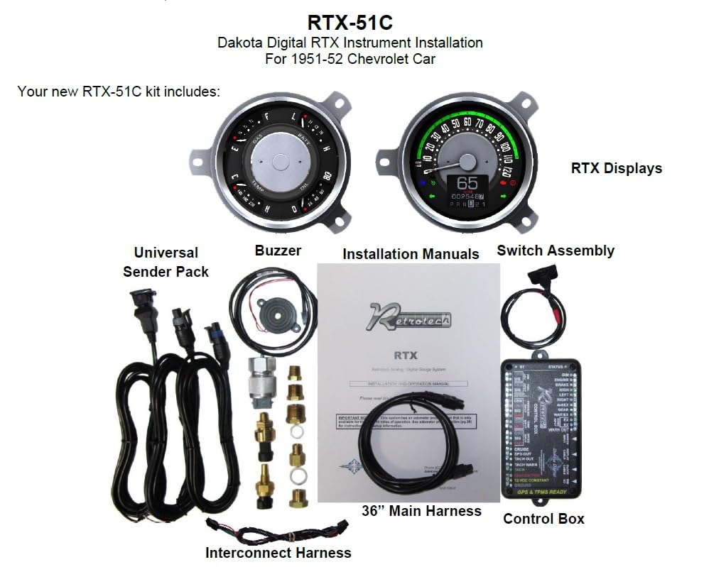 Dakota Digital 1951-52 Chevy Car RTX Instrument System