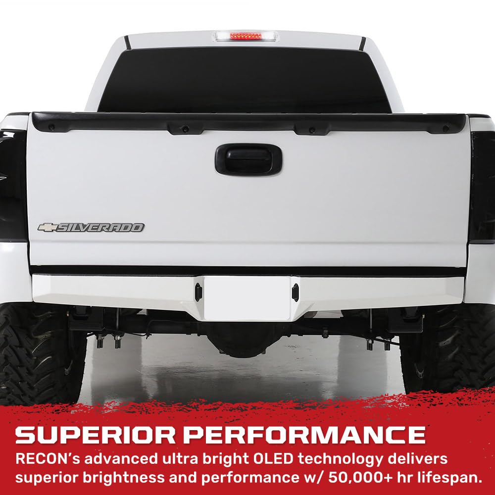 RECON - Clear 3rd Brake Light Kit Fits 1999-2006 GMC Sierra & Chevy Silverado 1500/2500/3500 models Red & White LED Lights - Clear Lens