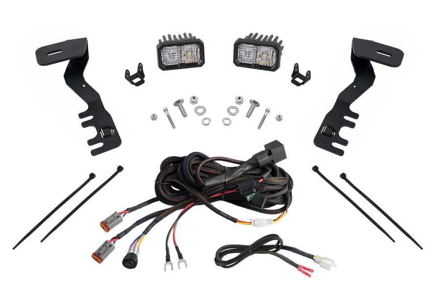 Diode Dynamics Backlit Stage Series Ditch Light Kit compatible with Toyota Tacoma 2024-2025, C2 1.0 Pro White Combo