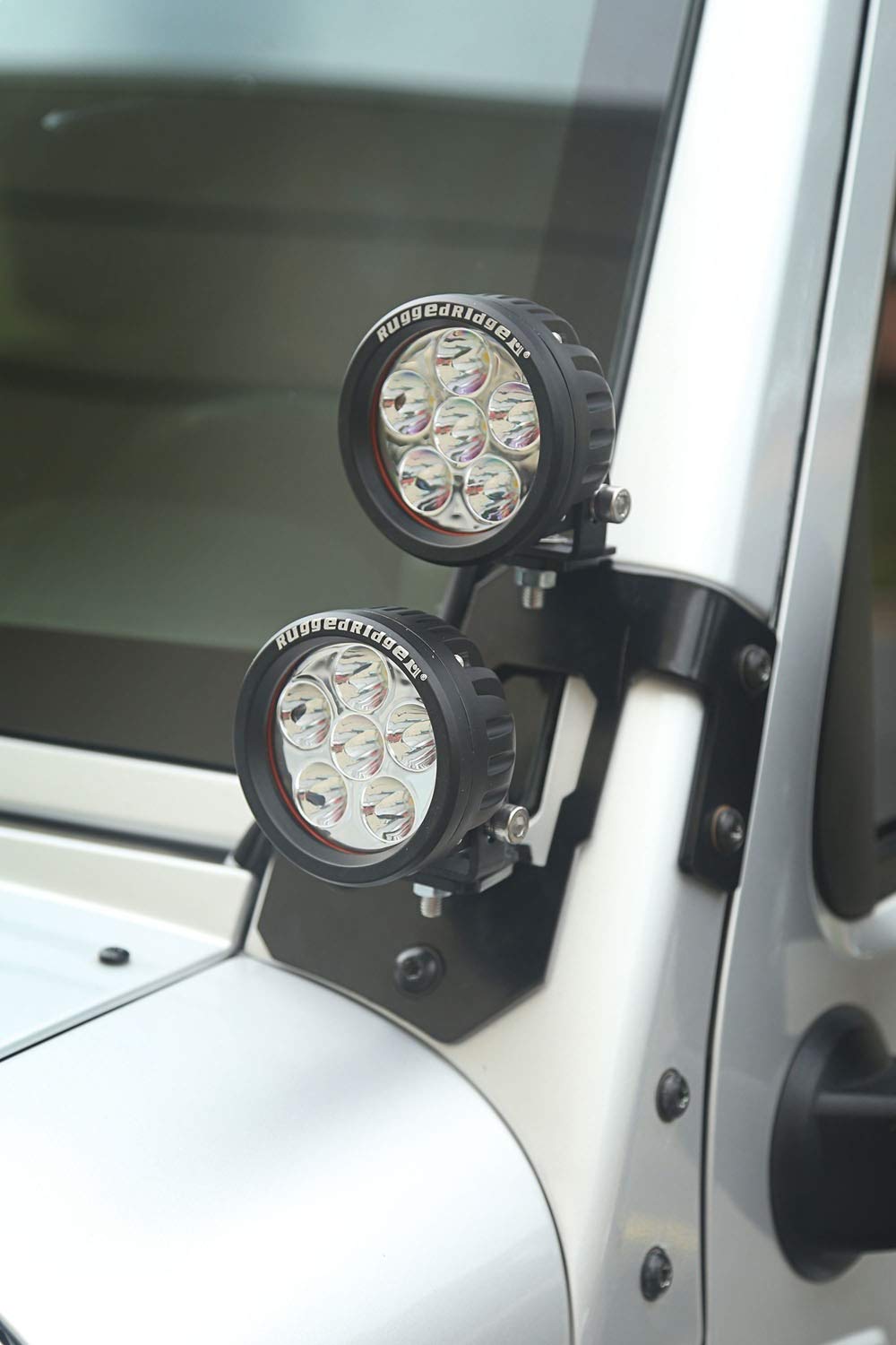 Rugged Ridge A-Pillar Light Mount Kit for Jeep Wrangler JK/JKU | Square LED | 11232.35 | Fits 2007-2018 Jeep Wrangler JK/JKU