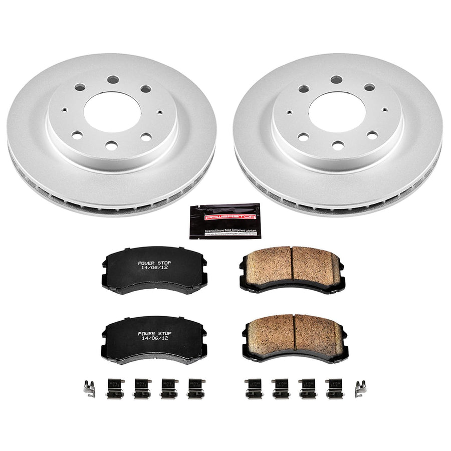 Power Stop CRK1092 Brake Rotor & Coated Ceramic Brake Pads- front For Mitsubishi Lancer 2002-2007 [Model Specific]