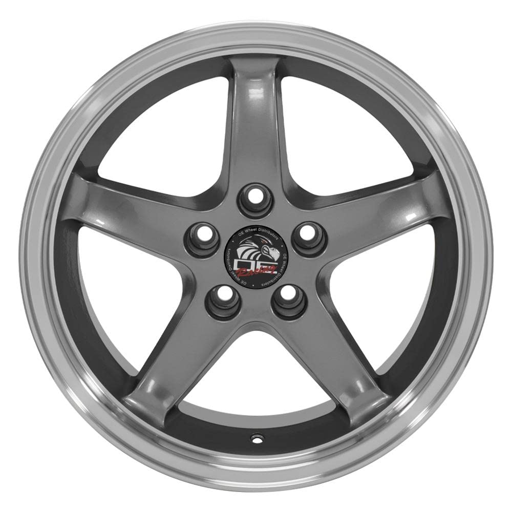 17 Inch OE Wheels FR04B Rim Fits Mustang Cobra R Style 5x114.3 17x9 Gloss Gunmetal Machined Lip (1)