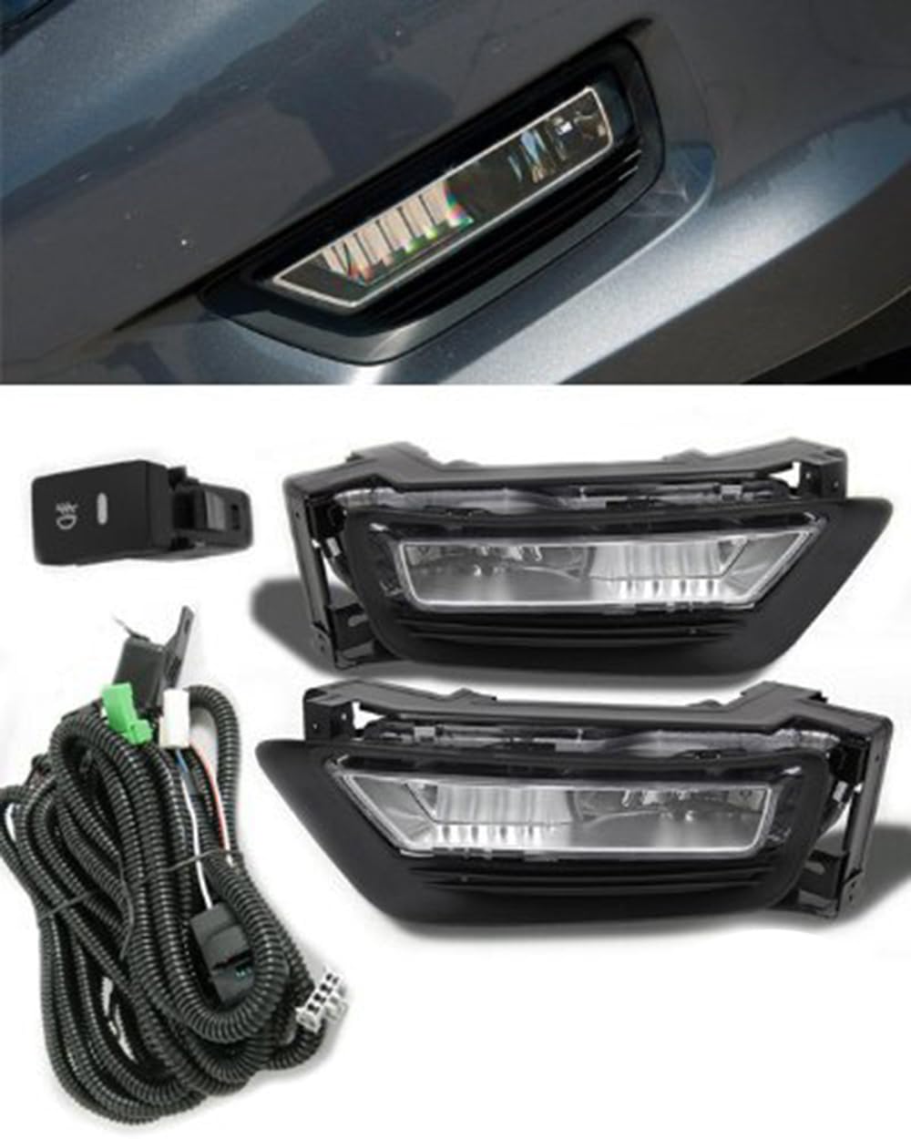 OEM Replica Black Horse Fog Light Clear Compatible with 2015-2015 Honda Accord-HD587OE