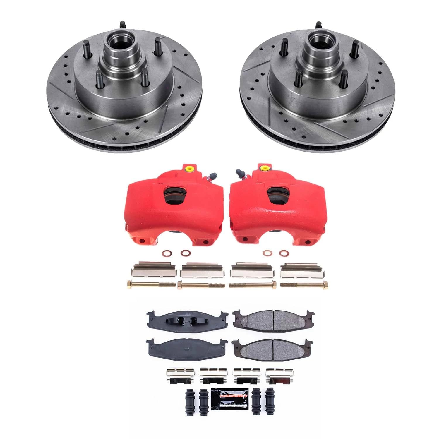 Power Stop Z23 Front Brake Caliper Kit- Rotors, Carbon Ceramic Brake Pads, Calipers For Ford E-150 Econoline 1994-2001, Ford F-150 KC1831 1994-1996 [Model Specific]