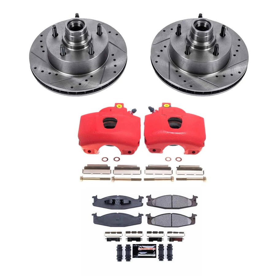 Power Stop Z23 Front Brake Caliper Kit- Rotors, Carbon Ceramic Brake Pads, Calipers For Ford E-150 Econoline 1994-2001, Ford F-150 KC1831 1994-1996 [Model Specific]