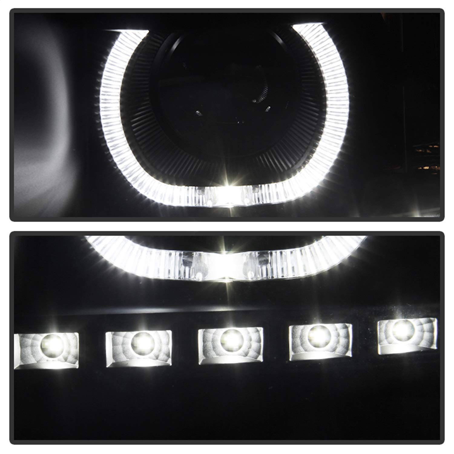 Chevy Silverado Xtune PRO-JH-CSIL07-CFB-BK LED Halo Projector Headlight, Black