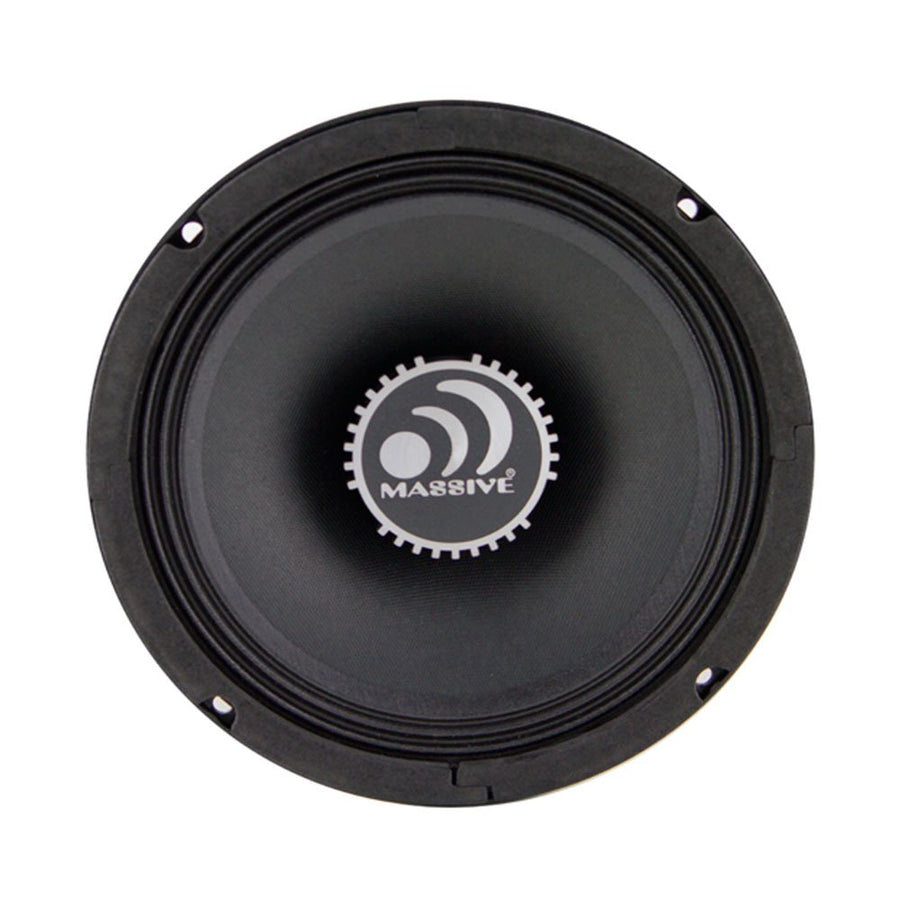 8” Massive Audio M8S Shallow Mount Mid-Range Speaker | 300W Max, 4 Ohm, Slim Design, High Sensitivity Pro Car Audio Mid Driver, Loud & Clear Sound for Tight Space Installations