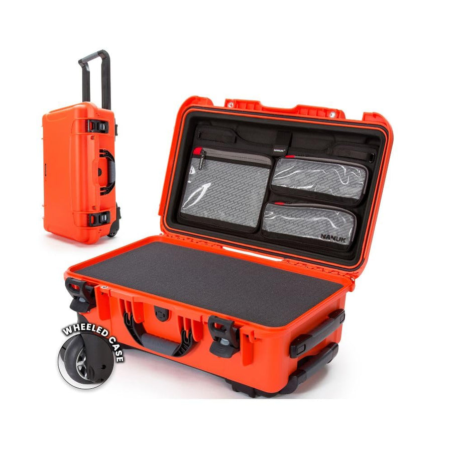 Hard Case NANUK 935 with Cubed Foam and Lid Organizer – Waterproof Protective Equipment Case with Wheels, 22” x 14” x 9” – Dustproof, Airline Carry-On Approved – Orange