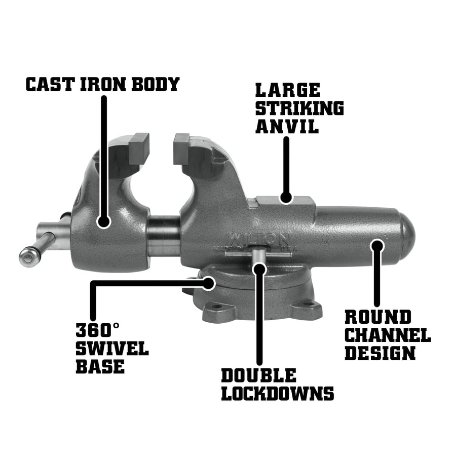 Wilton 6" Jaw Width Machinist Bench Vise, 10" Jaw Opening, 5-1/2" Throat (Model 600S)