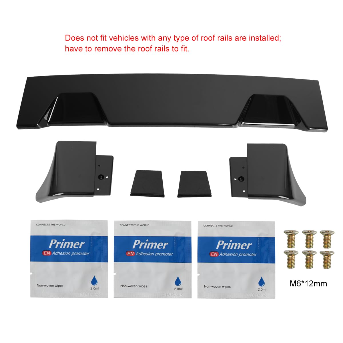 Glossy Black ABS Cab Roof Spoiler Spec-D Tuning for 2014-2017 GMC Sierra 1500 Models