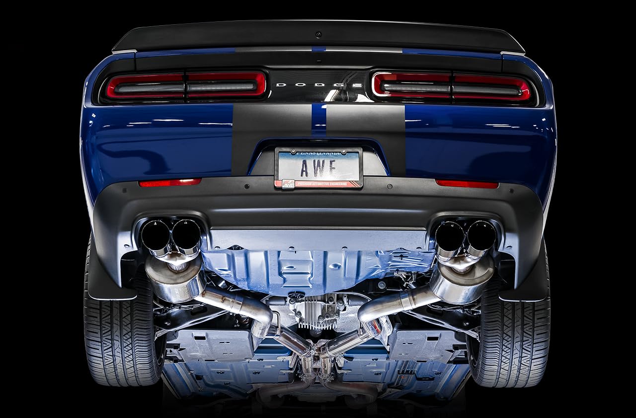 Dodge Challenger AWE Tuning 2015+ 6.4L/6.2L Non-Resonated Touring Edition Exhaust - Quad Black Tips