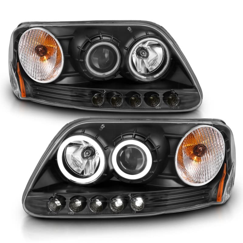 Projector Headlight Set ANZO USA 111097 w/CCFL Halo-Black