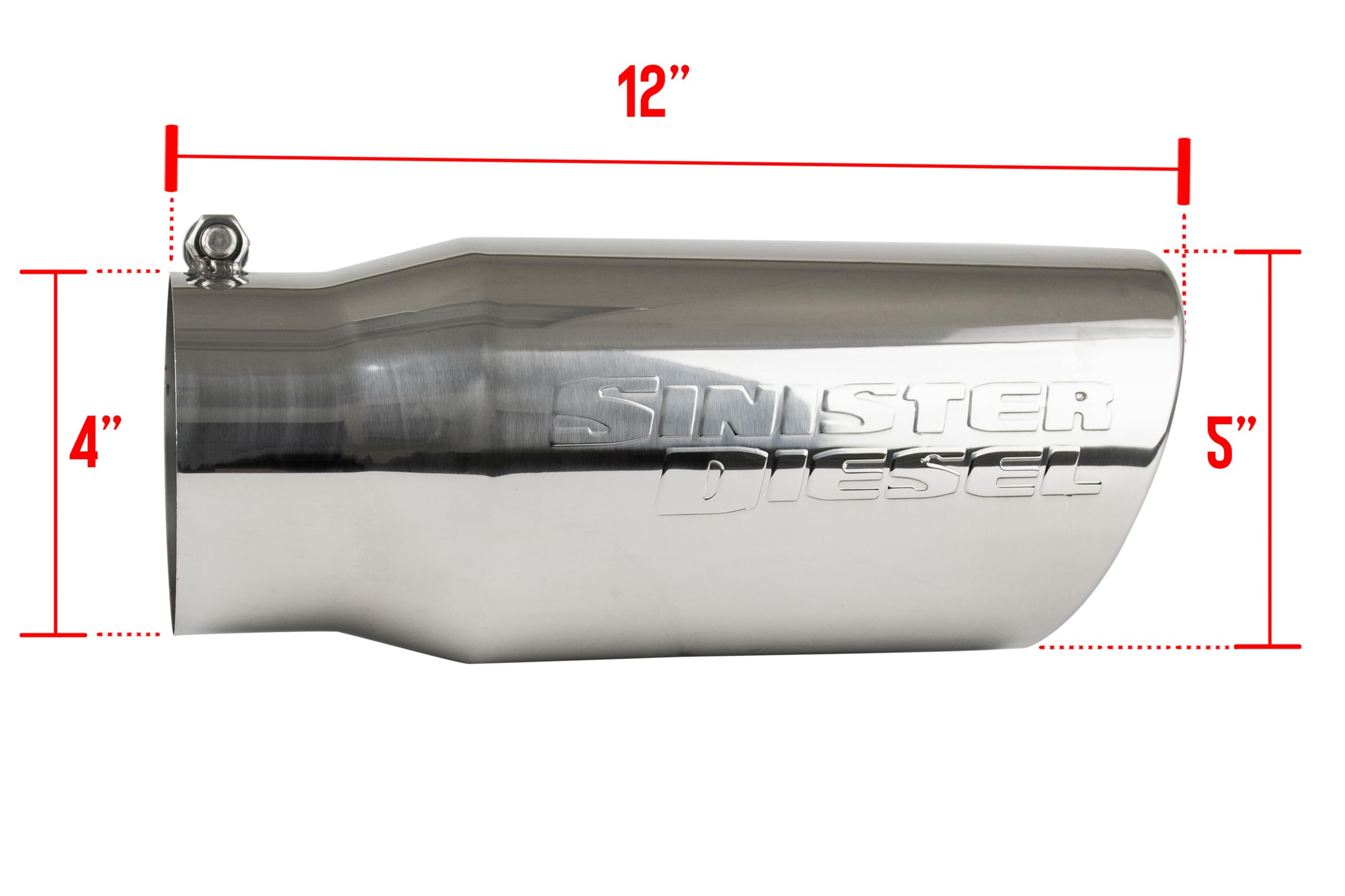 POLISHED SINISTER DIESEL 304 STAINLESS STEEL EXHAUST TIP (4" TO 5")