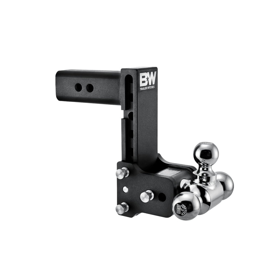 B&W Trailer Hitches Adjustable Tow & Stow Trailer Hitch Ball Mount - Fits 2.5" Receiver, Tri-Ball (1-7/8" x 2" x 2-5/16"), 7" Drop, 18,000 GTW - TS20049B