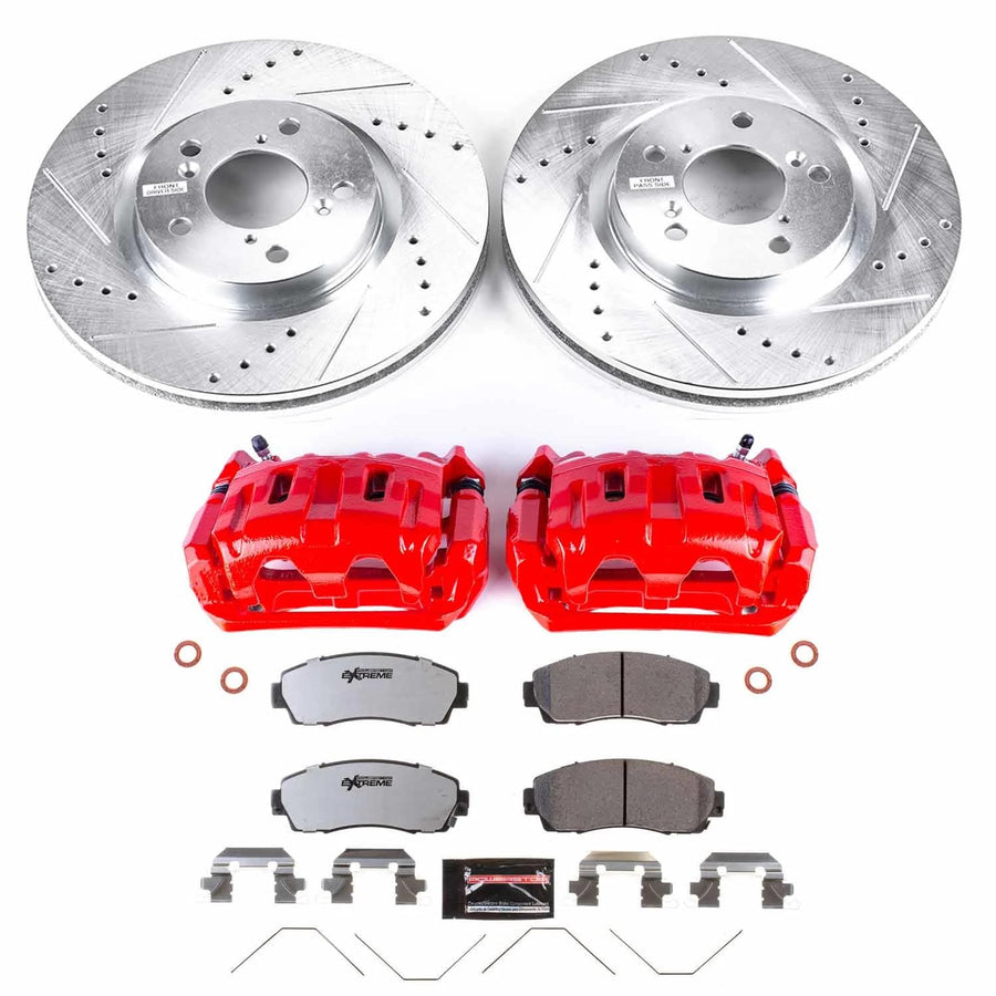 Power Stop Z26 KC5857-26 Street Warrior Front Brake Kit-Brake Rotors, Brake Pads & Calipers For Honda Odyssey 2011-2014 [Model Specific]