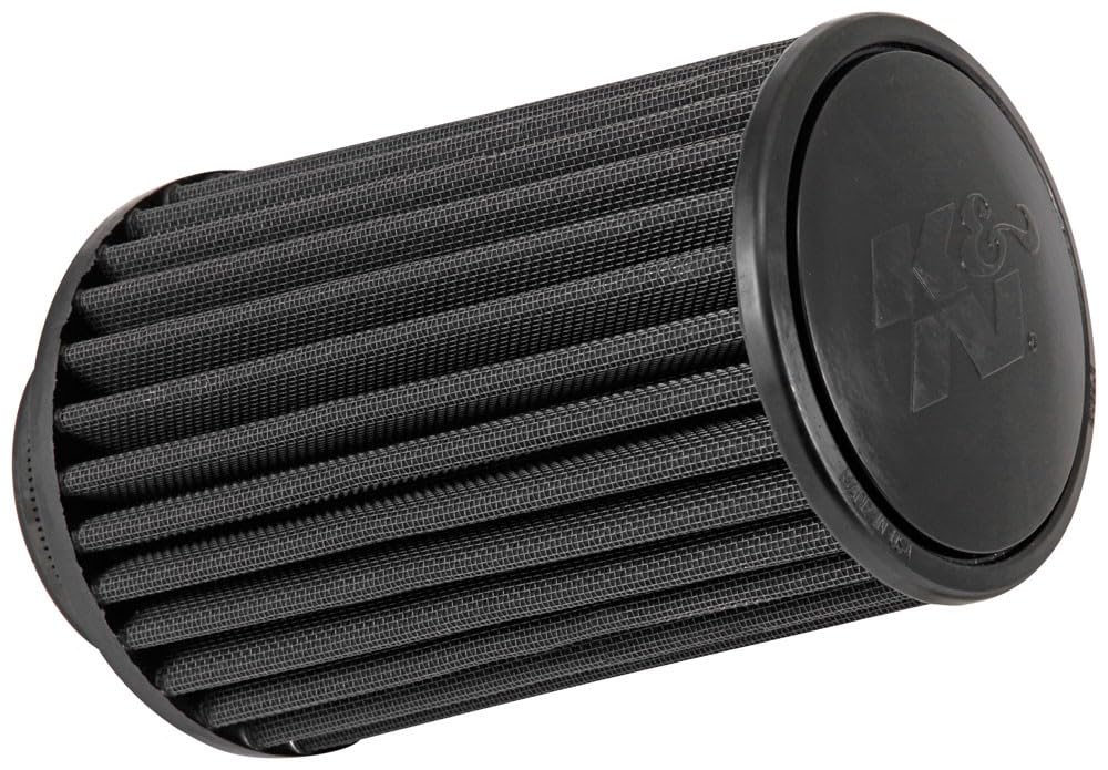 K&N Lifetime Dryflow Universal Clamp-On Air Filter: Dry Synthetic, Washable, Oil-Free: Flange Diameter: 3.5 In, Filter Height: 8.75 In, Flange Length: 1.5 In, Shape: Round Tapered, RU-3105HBK