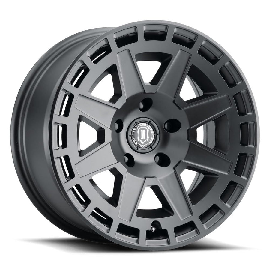 ICON Alloys Compass, 17 x 8.5/5 x 5, Satin Black, 6mm Offset, 4.5" BS, 3217857345SB