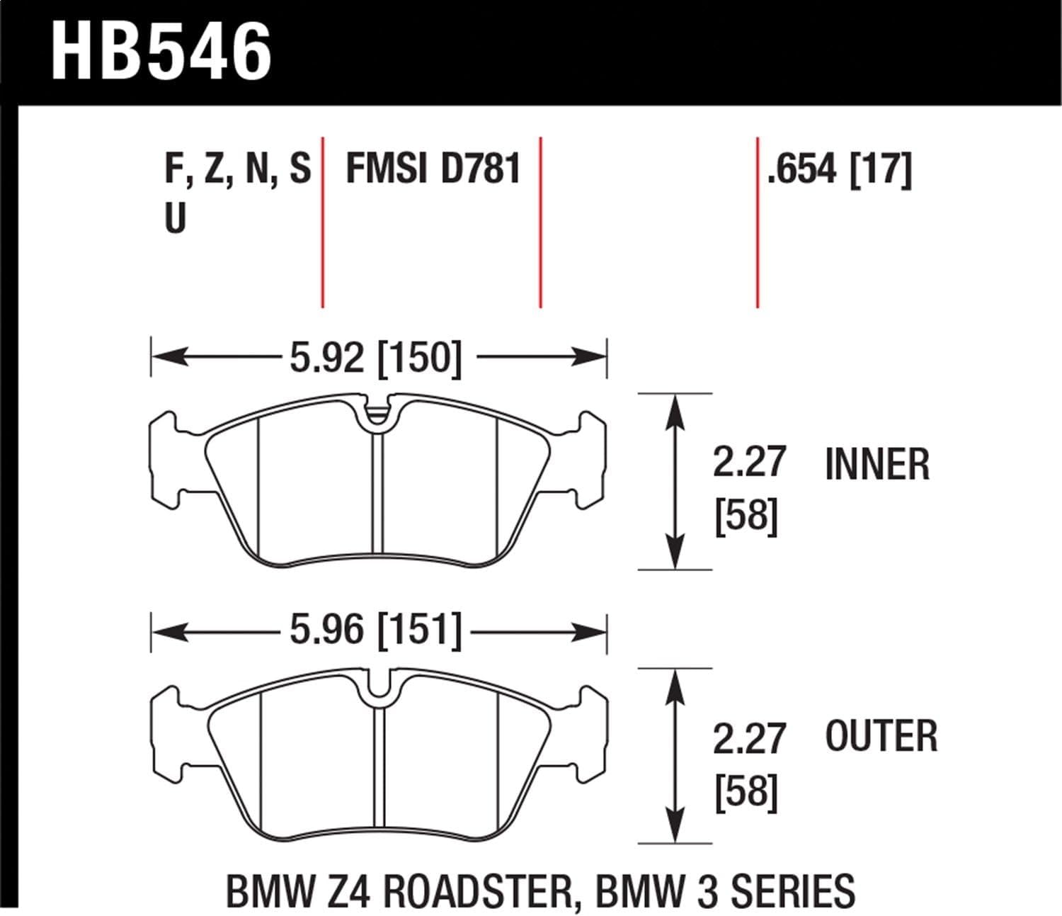 Hawk Performance HPS Performance Street Brake Pads HB546F.654