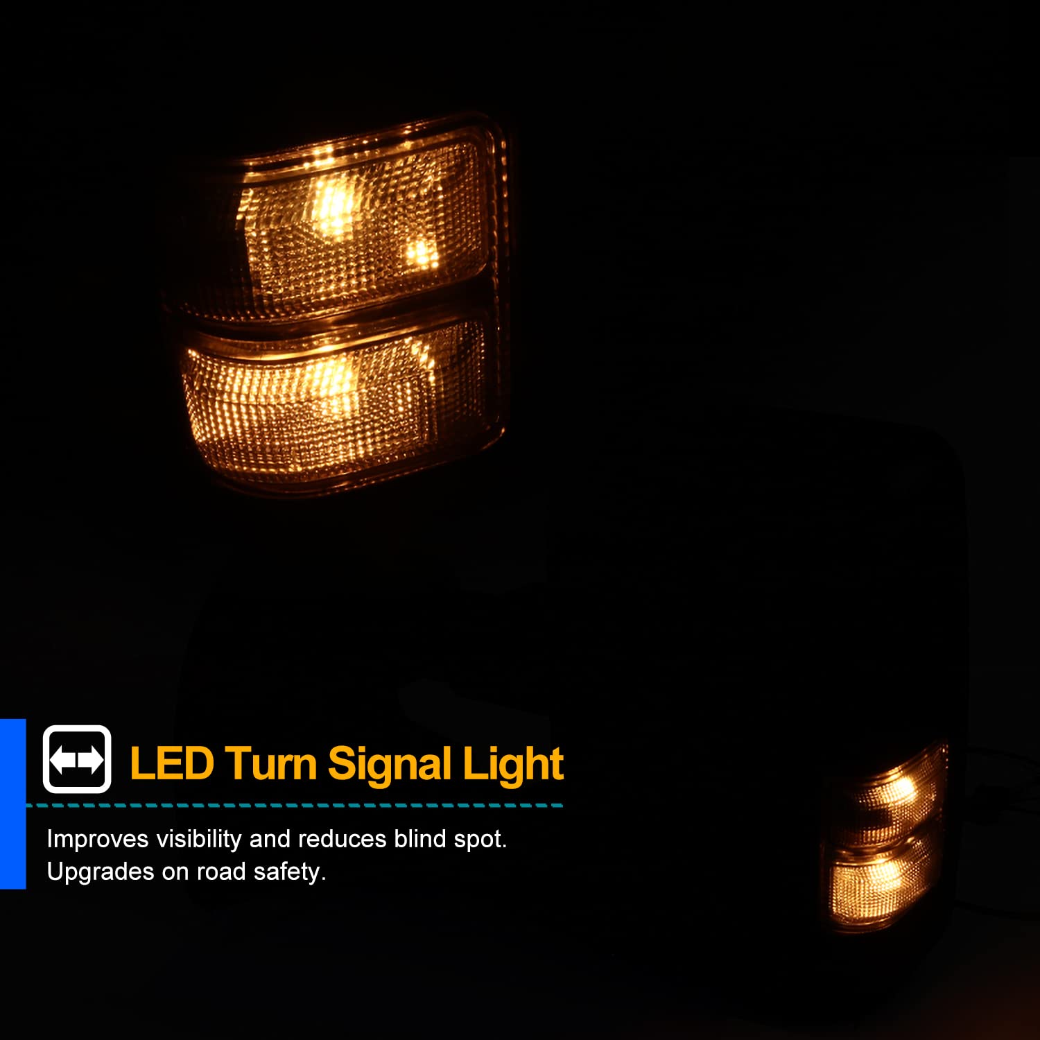 Manual Towing Mirrors SPEC-D TUNING Smoke Turn Signal Lamps Compatible with Ford F250 Super Duty 2003-2015