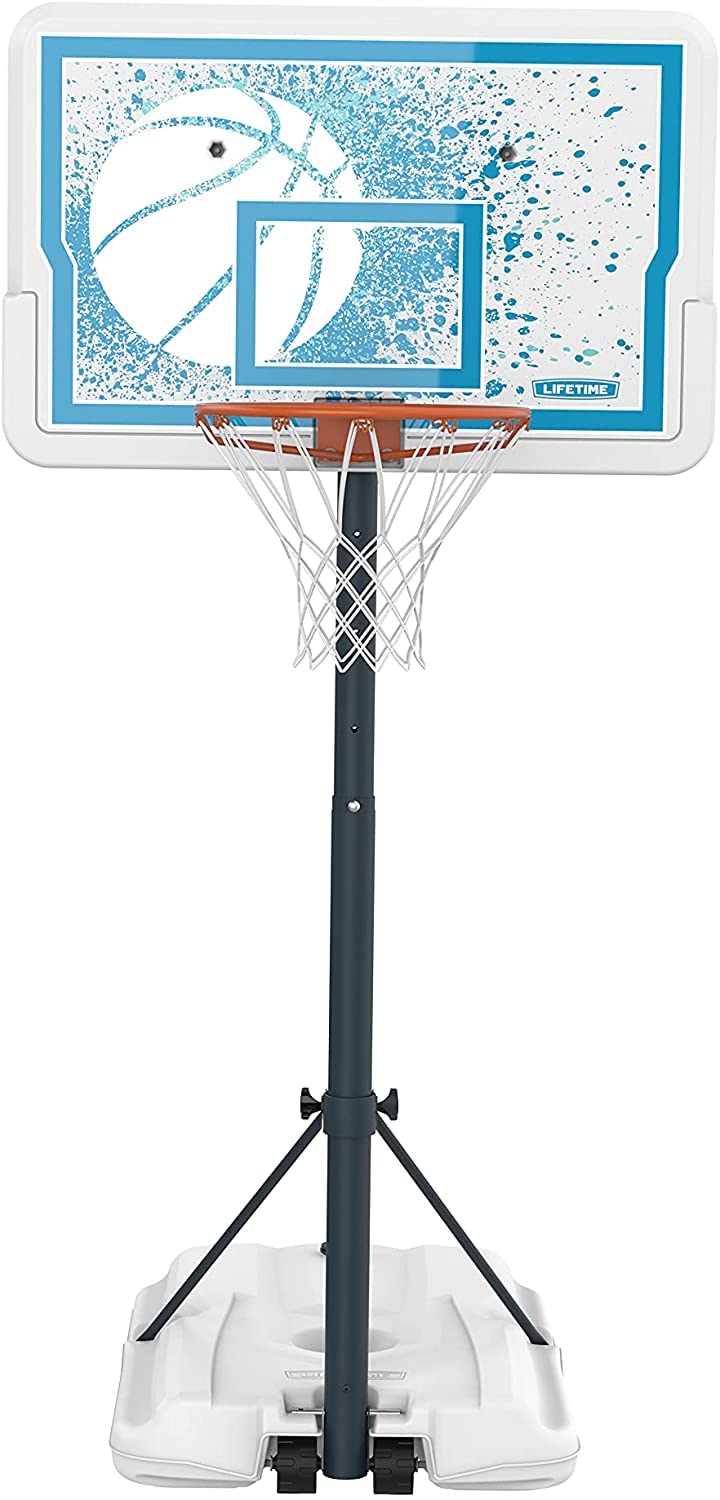 1301 Lifetime Pool Side Basketball System, 44 Inch Backboard, White/Blue