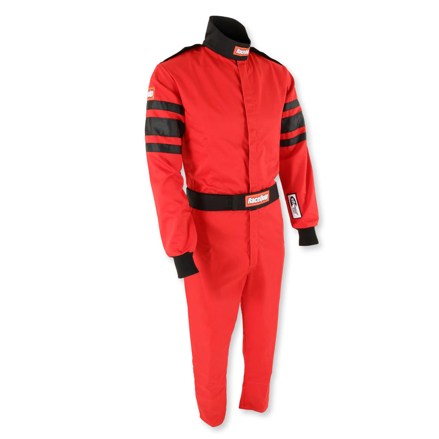 110 Series RaceQuip 110012RQP 1-Pc Driving Suit SFI 3.2A/1 Red/Black Small